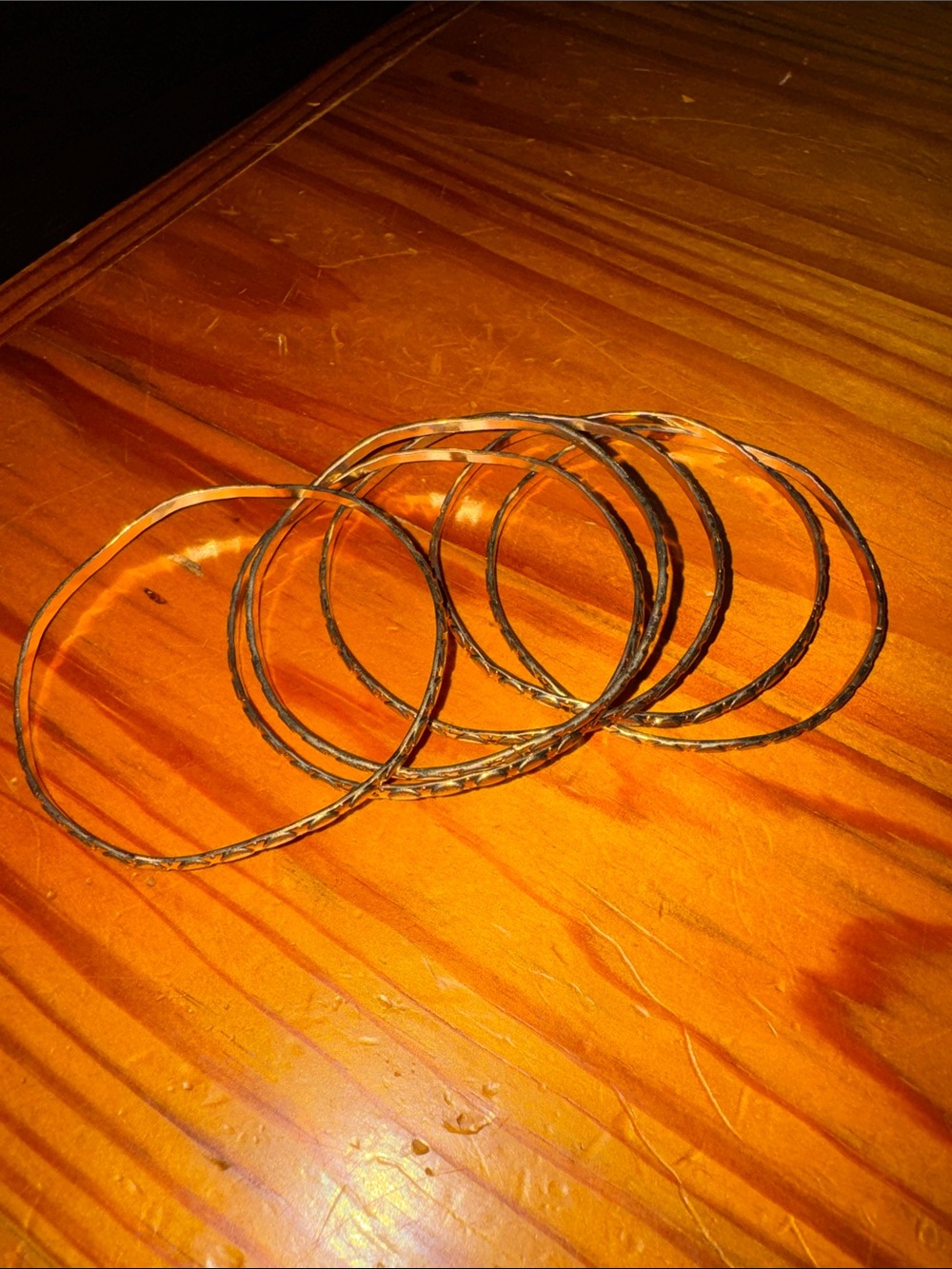Set of Thin Gold Tone Bangle Bracelets
